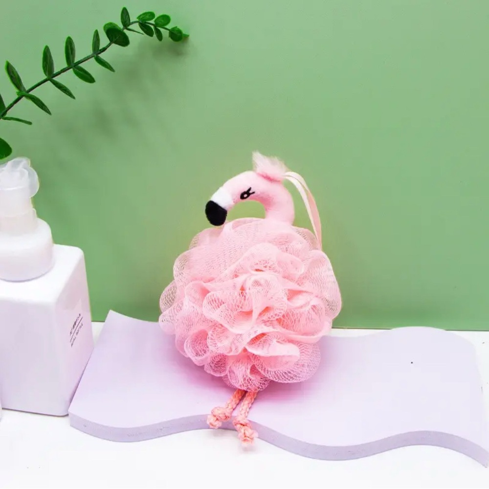 Pink Flamingo Bath Loofah Pink  One Piece